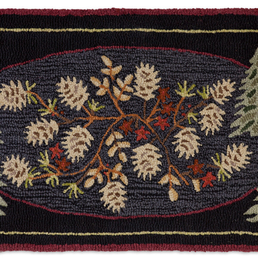 Pinecone Tree- 2x4 Hooked Wool Rug