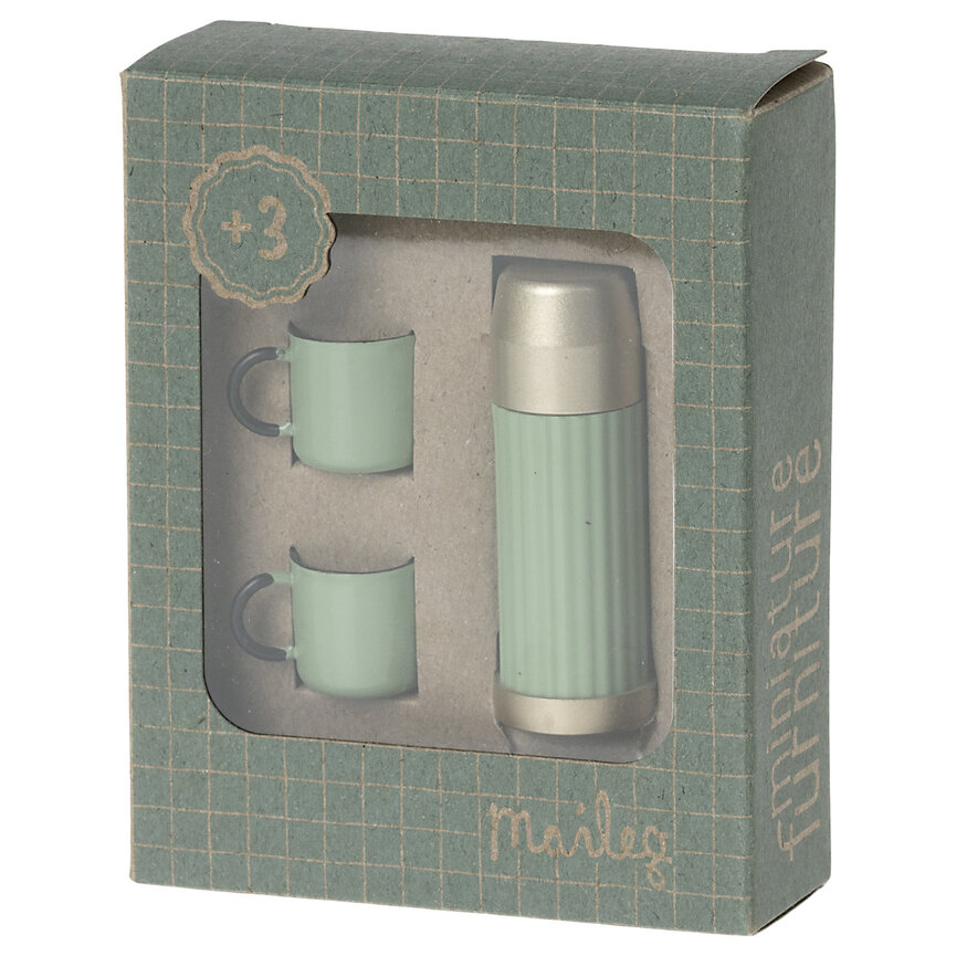 Thermos and cups-Coral
