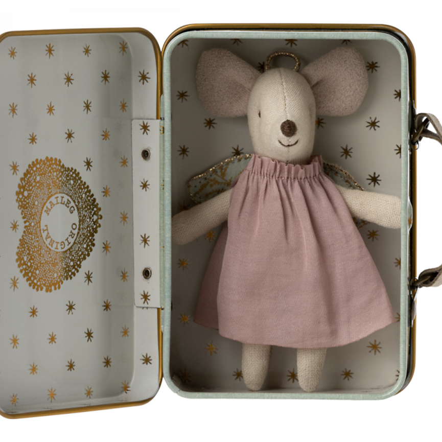 Angel Mouse in Suitcase