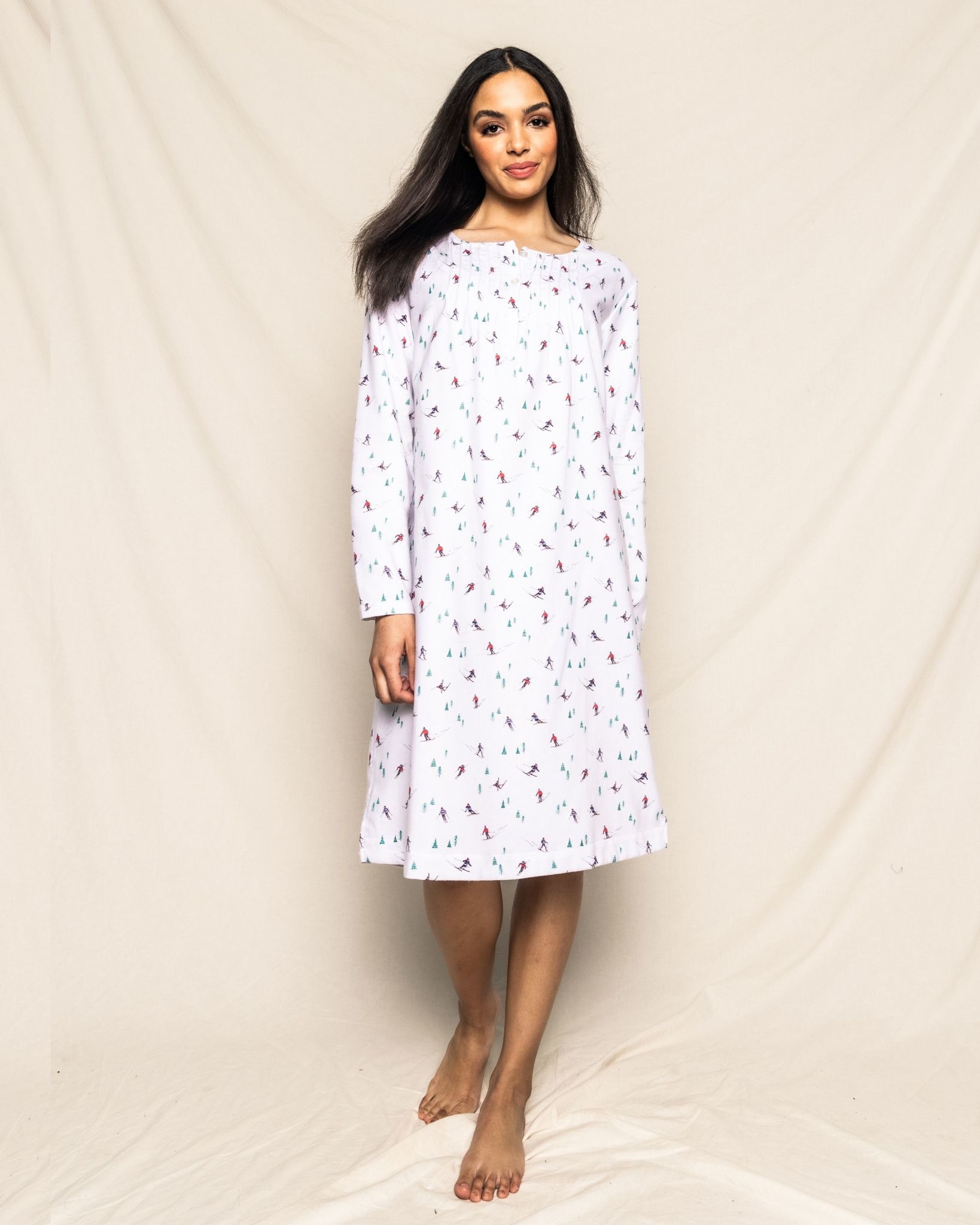 Casual Nights Women's Floral Long Sleeve Sleep Dress Full Length Henley  Nightgown