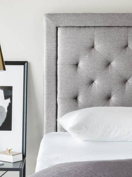 Malleo Upholstered Bed in Draper Slate Collection