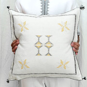 Cactus Silk Pillow-Natural White/Yellow 20x20