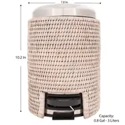 Rattan Round Wastebasket w/metal lid