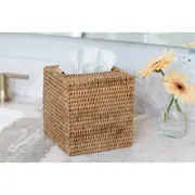 Rattan Column Tissue Box Cover
