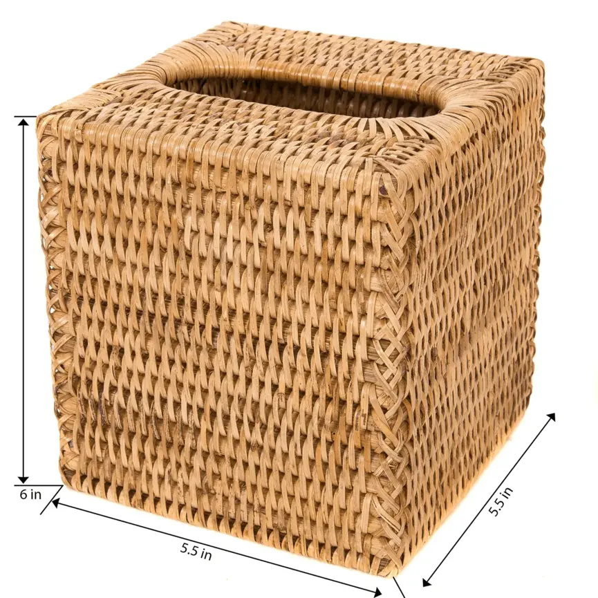 Rattan Column Tissue Box Cover