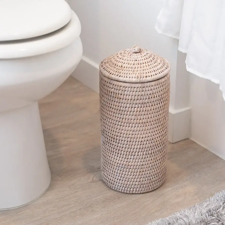 Rattan Double Toilet Roll Holder
