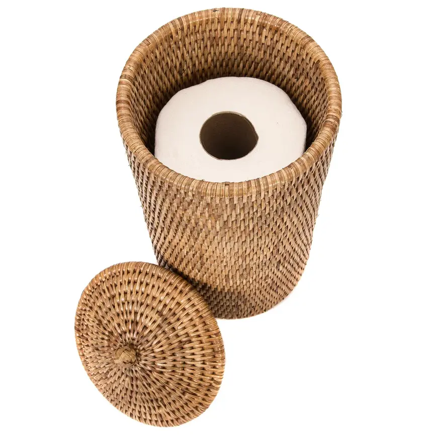 Rattan Double Toilet Roll Holder