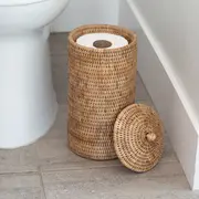 Rattan Double Toilet Roll Holder