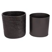 Rattan Oval Waste Basket w/Metal Liner