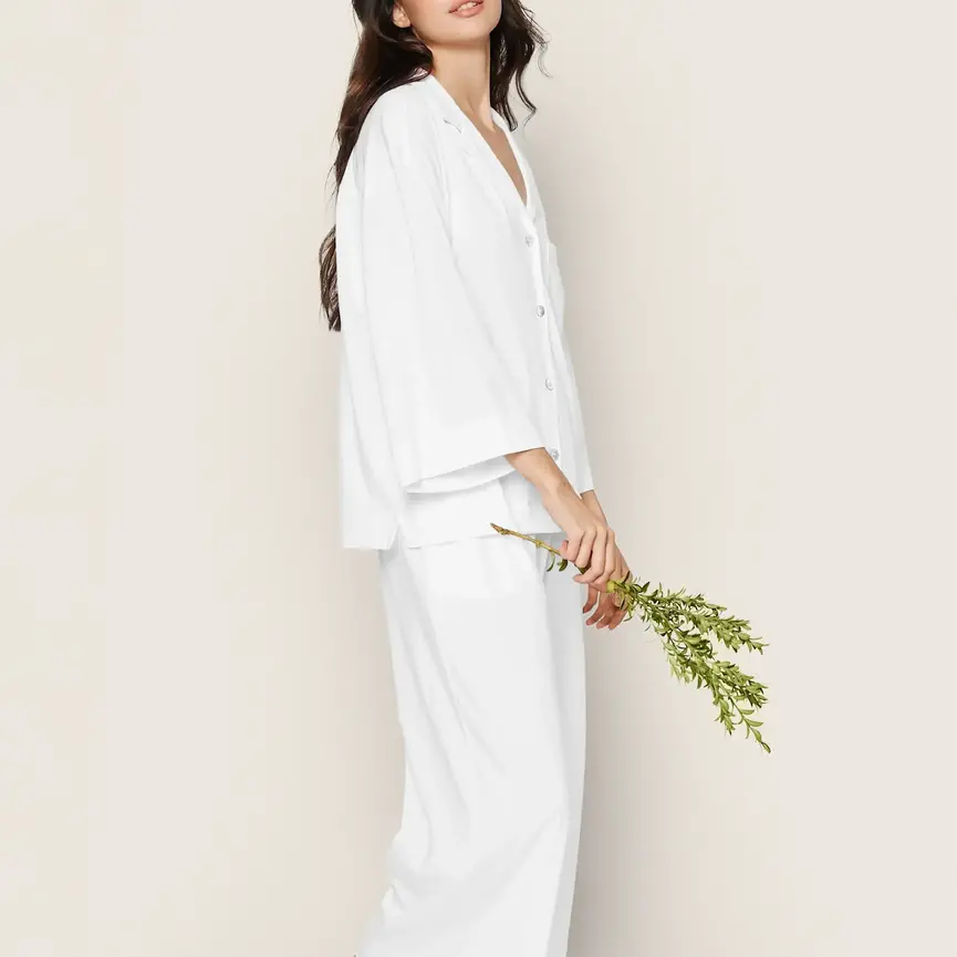The Olivia Wide Leg Pima Pajama Set