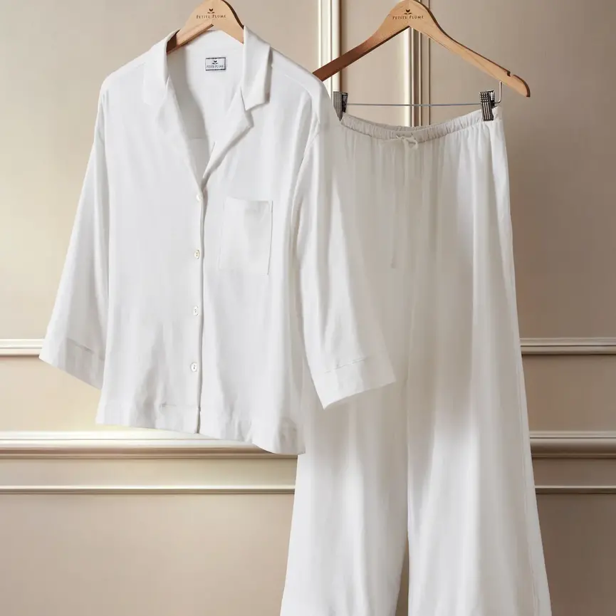 The Olivia Wide Leg Pima Pajama Set