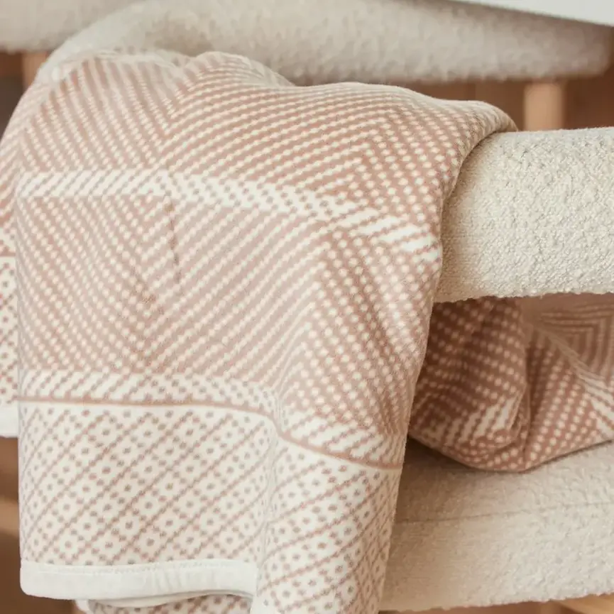 Old Port Herringbone Tan Blanket Original 60 x 80