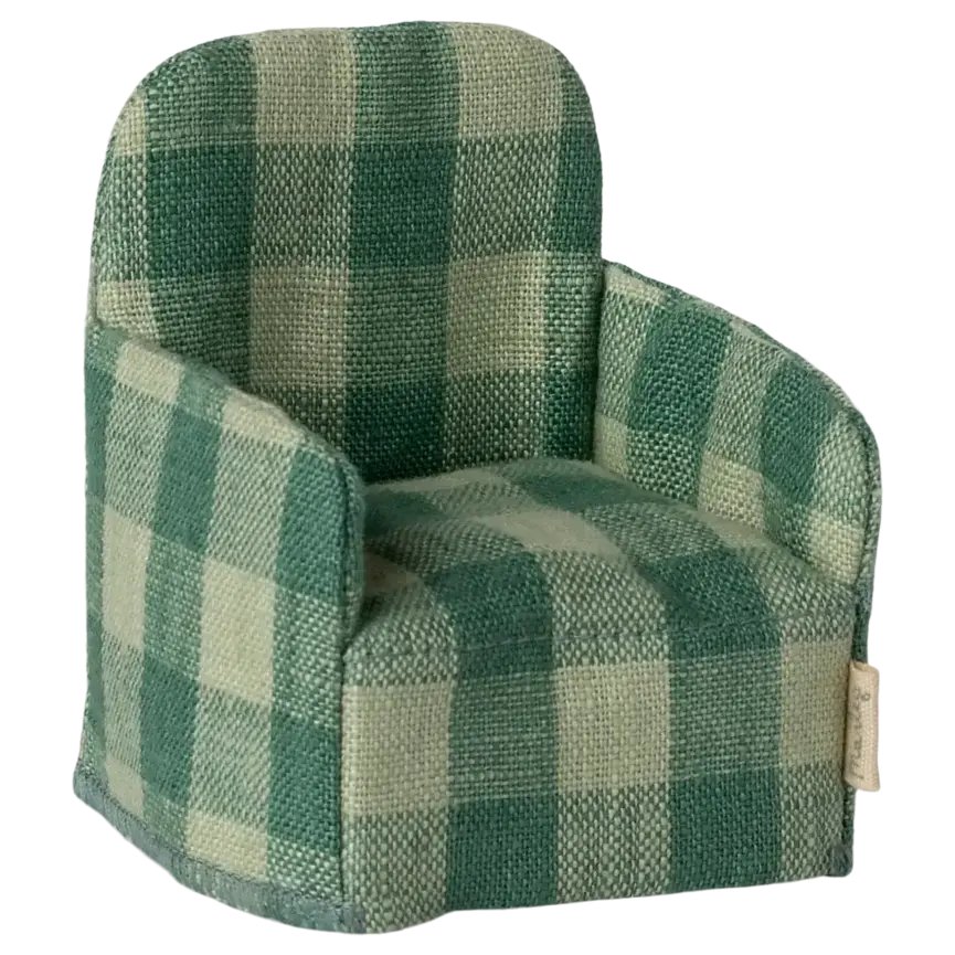 Folding Chair, Mouse- Green Check