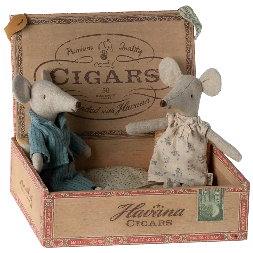Mum & Dad mice in Cigarbox