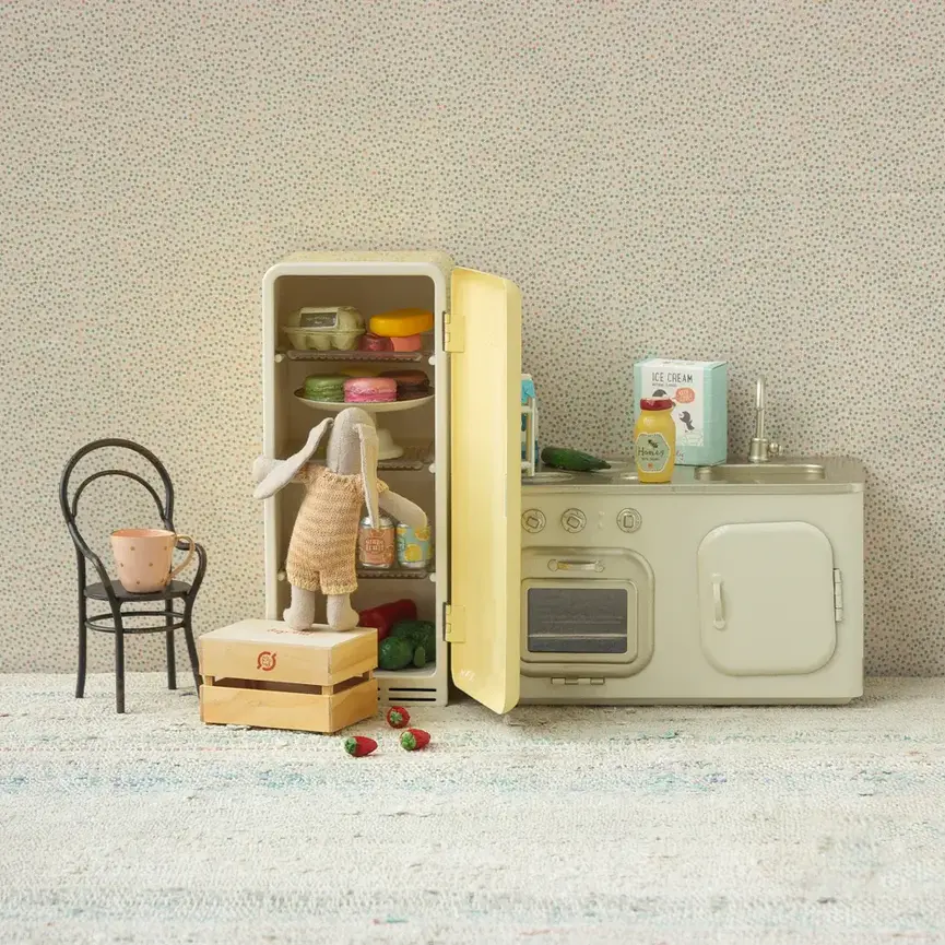 Maileg Miniature Fridge, Yellow