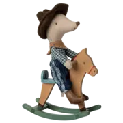Maileg Cowboy Mouse on Rocking Horse