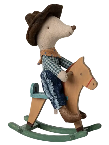 Maileg Cowboy Mouse on Rocking Horse