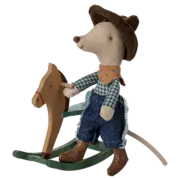 Maileg Cowboy Mouse on Rocking Horse