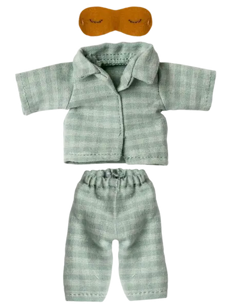 Maileg Pyjamas, Dad Mouse- Mint/Sand
