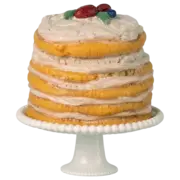 Maileg Party Cake and Cake Stand, Mouse- Off White