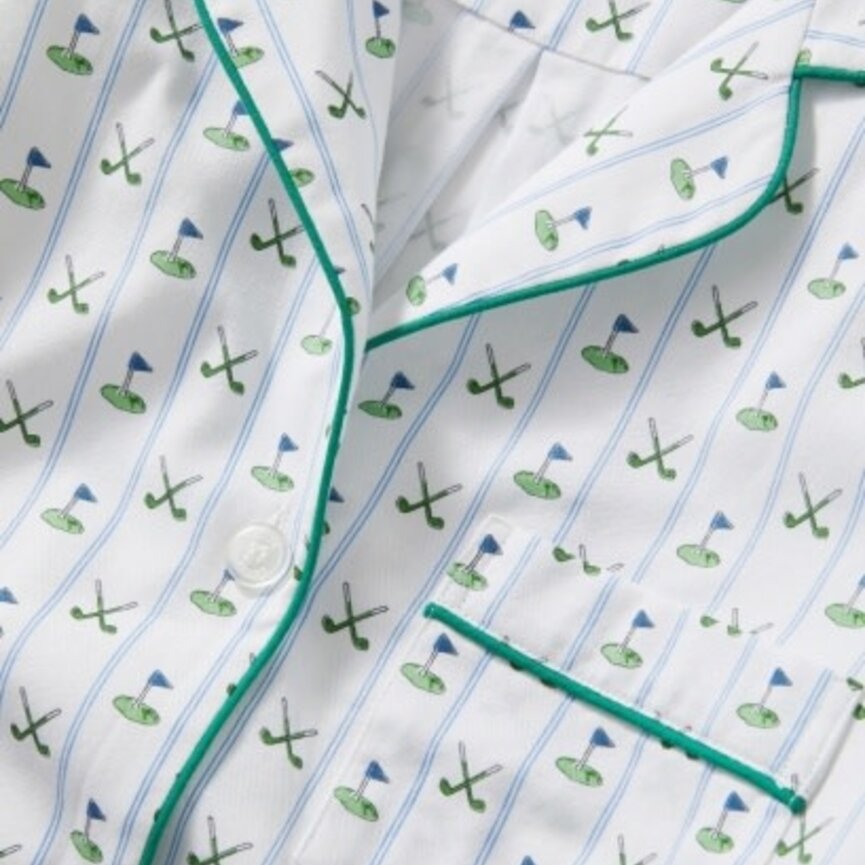 Womens Woven Twill Classic Pajama Set in Fairway Stripe