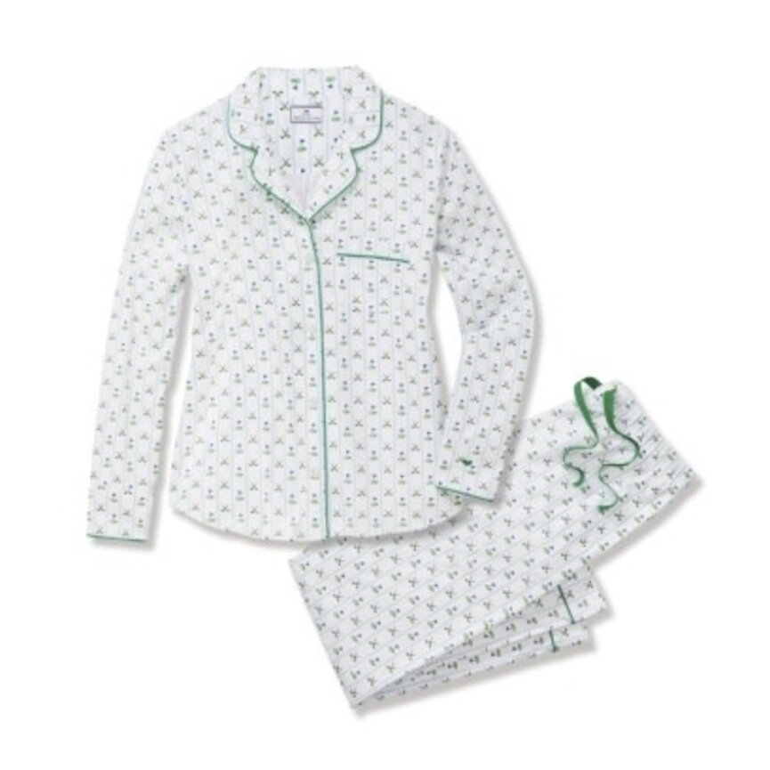 Womens Woven Twill Classic Pajama Set in Fairway Stripe