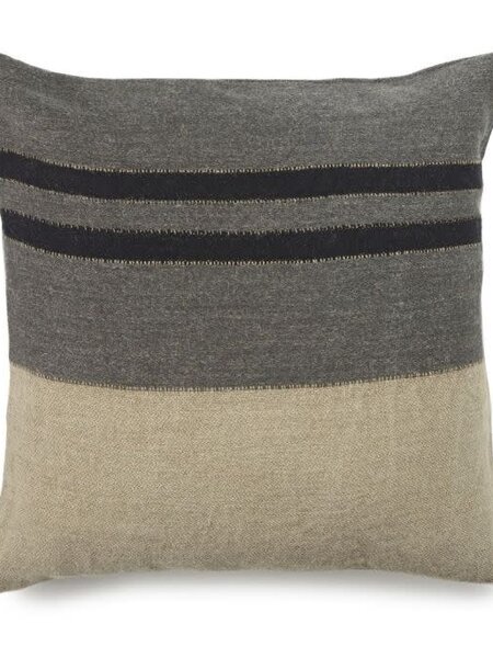 Libeco Black House Stripe Pillow Cover- 25" x 25" Charcoal