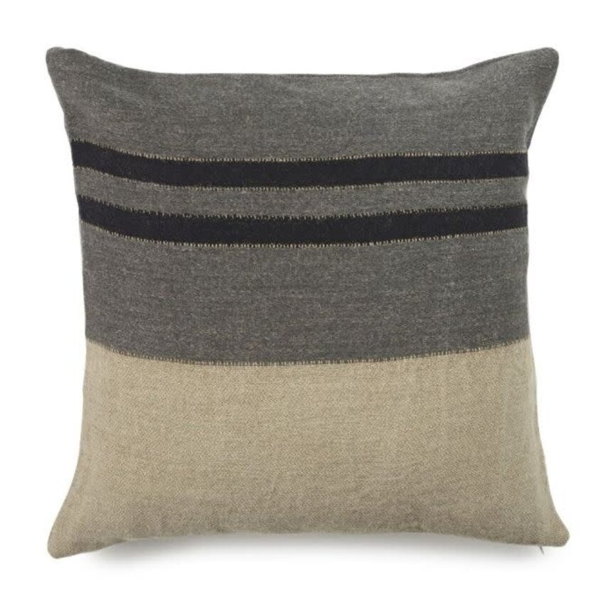 Libeco Black House Stripe Pillow Cover- 25" x 25" Charcoal