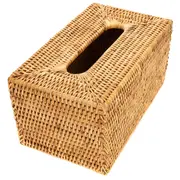 Rattan Rectangular Tissue Box Cover- Honey Brown