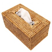 Rattan Rectangular Tissue Box Cover- Honey Brown