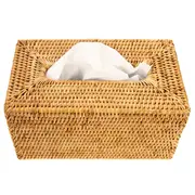 Rattan Rectangular Tissue Box Cover- Honey Brown
