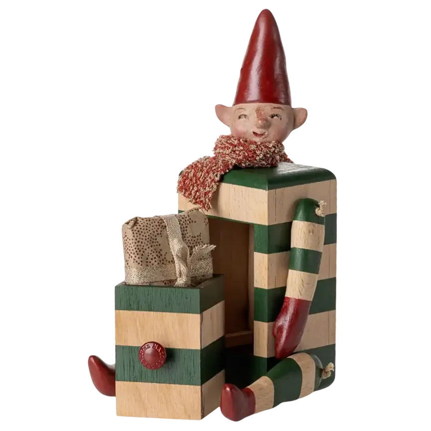 Maileg Elf with Drawer-Green
