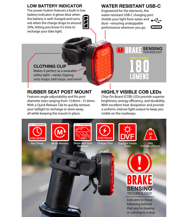 NiteRider NiteRider Vmax+180 Alto w/Brake Sensing Technology Taillight