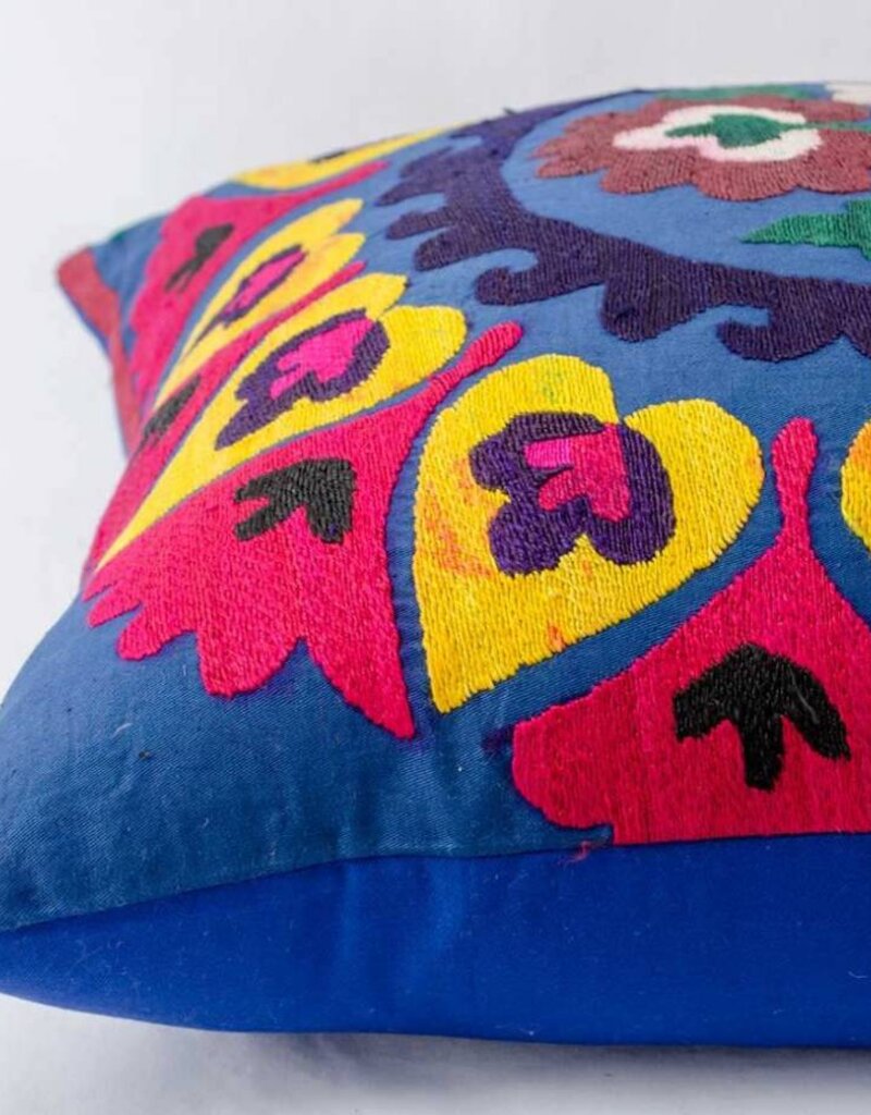 Blue Vintage Suzani Pillow Cover 19 X19 Midnight Rambler