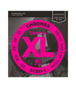 D'Addario D'Addario ECB81-5 5-String Bass Guitar Strings, Light, 45-132, Long Scale