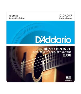 D'Addario D'Addario EJ36 12-String Bronze Acoustic Guitar Strings, Light, 10-47
