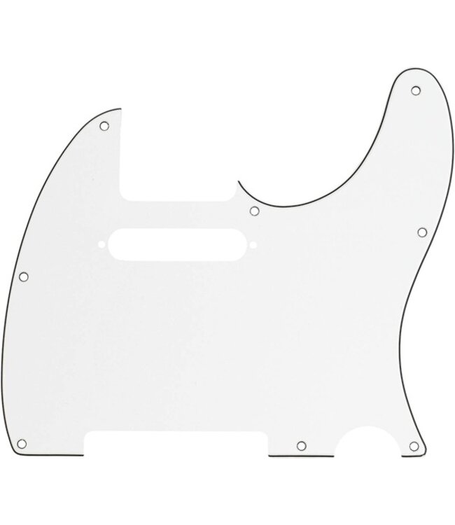 Fender Tele White 3-Ply Pickguard, 8 Hole