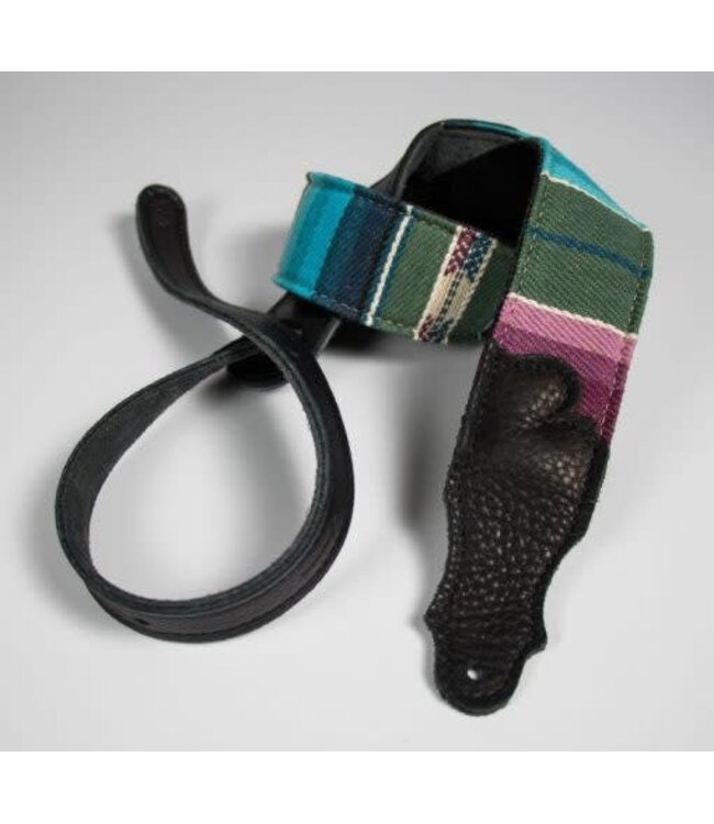 Franklin 2" Saddle Blanket Strap, Blue/Green/Purple, Black Ends