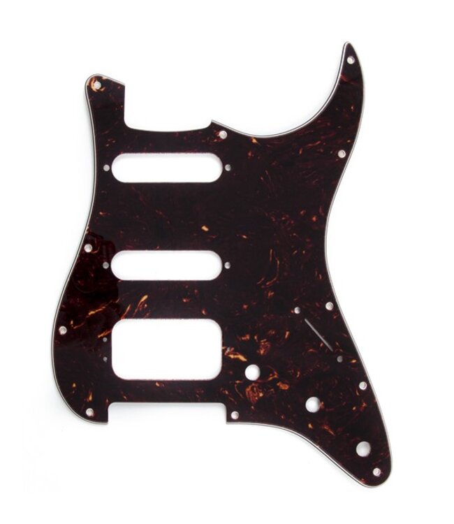 Fender Pickguard, Stratocaster® H/S/S (3-Screw Mount HB), 11-Hole Mount, Brown Shell, 4-Ply