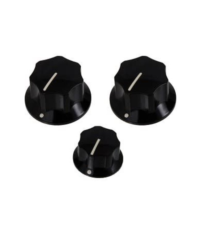 Allparts PK-0174 Set of 3 Knobs for Jazz Bass®, Black