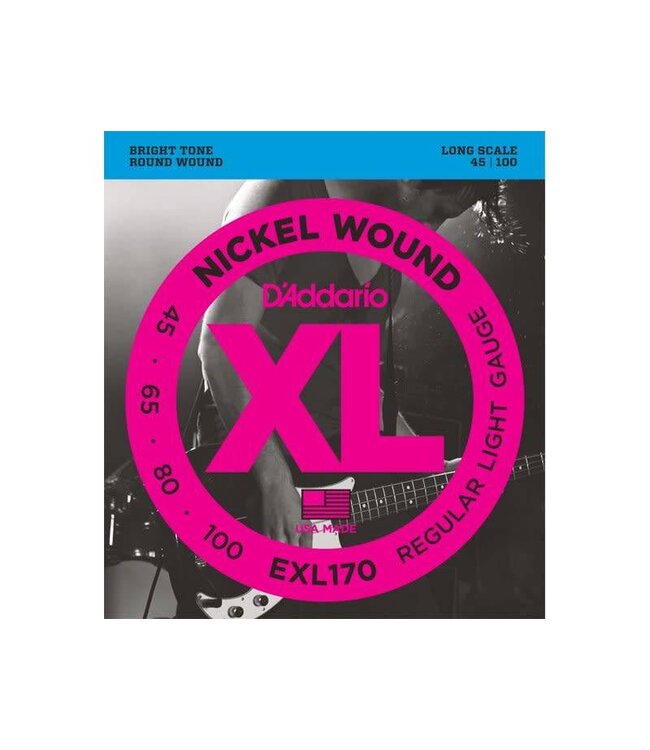 D'Addario EXL170 Nickel Wound Bass Guitar Strings, Light, 45-100, Long Scale