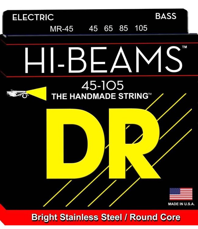DR HI-BEAM 4-String Bass Stainless Steel, Medium 45-105