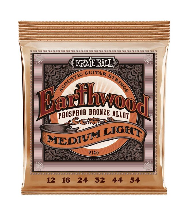 Ernie Ball Earthwood Phosphor Bronze Acoustic Strings, Medium Light, 12-54