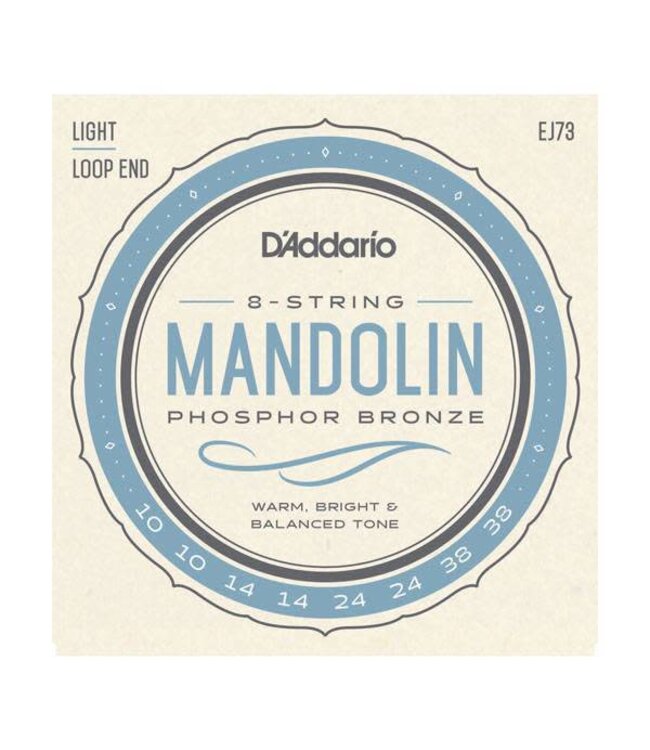 D'Addario EJ73 Mandolin Strings, Phosphor Bronze, Light, 10-38