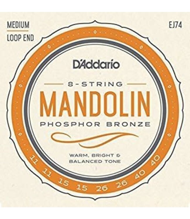 D'Addario EJ74 Mandolin Strings, Phosphor Bronze, Medium, 11-40