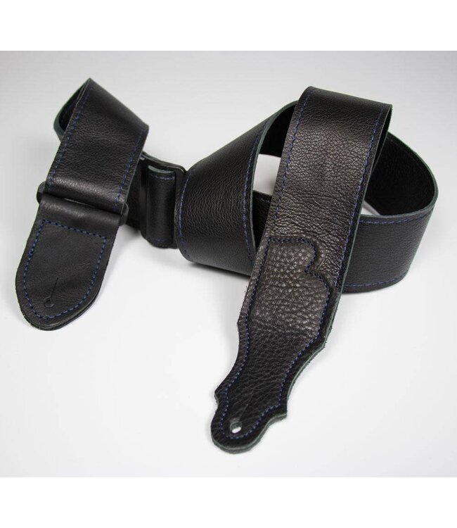 Franklin 2" Deluxe 60 Leather Strap, Black/Blue Stitching