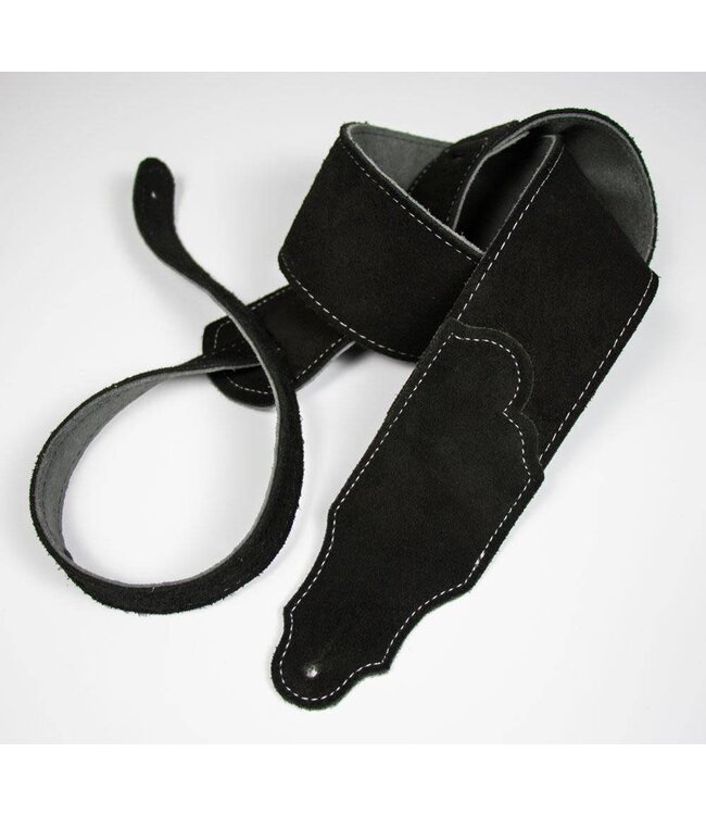 Franklin 2" Original Suede Strap, Black/Silver Stitching