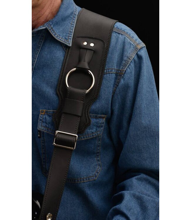 Franklin 3.5" Leather Bass Ring Strap, Black