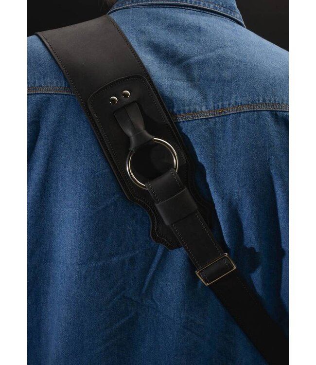 Franklin 3.5" Leather Bass Ring Strap, Black