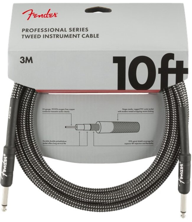 Fender Professional Series Instrument Cables, Gray Tweed - 10 Foot